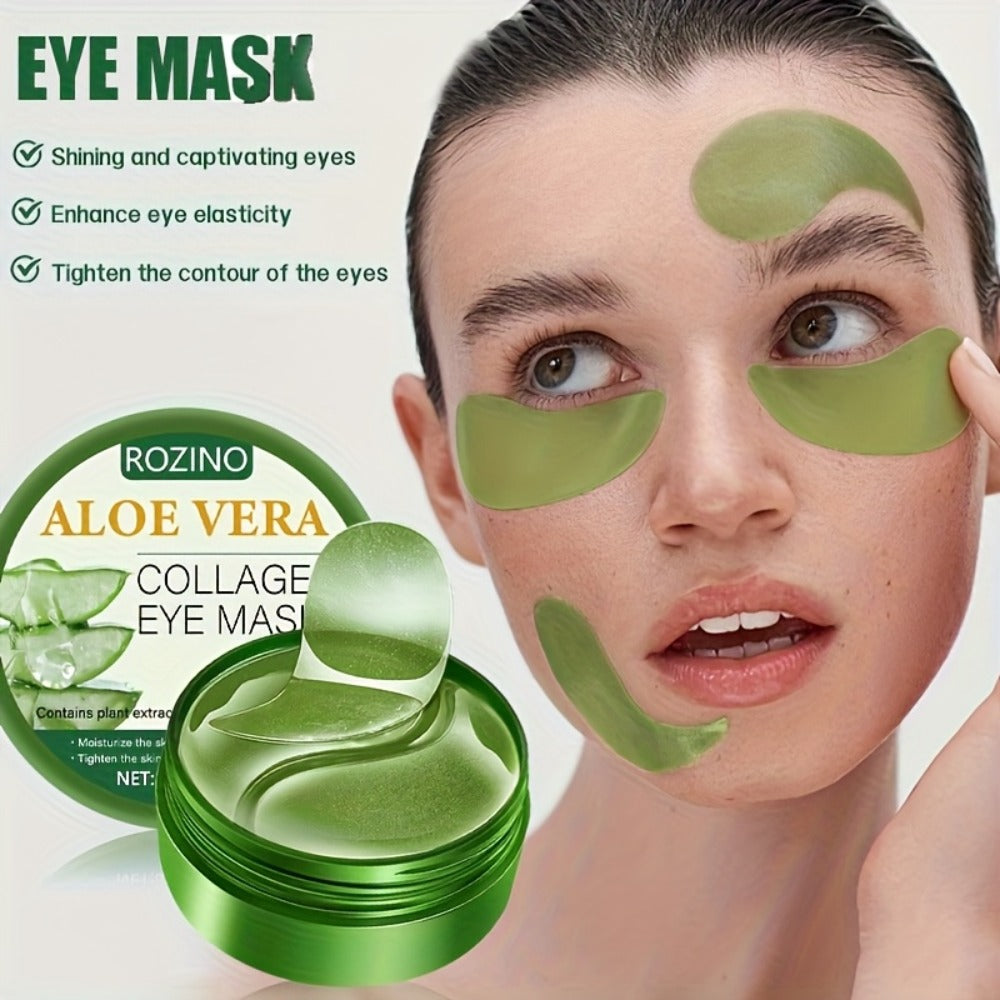 Under Eye Patches 60pcs Aloe Vera & Collagen Cooling Gel Eye Masks for Dark Circles Puffiness Wrinkles Swollen Eyes Instant Lift Deep Moisturizing Skincare 80g