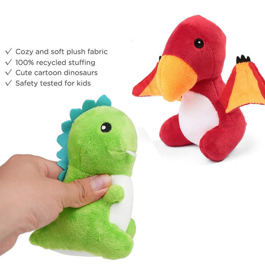 5-Pack Mini Dinosaur Plush Set with Egg Carrying Case, 5–6 Inch