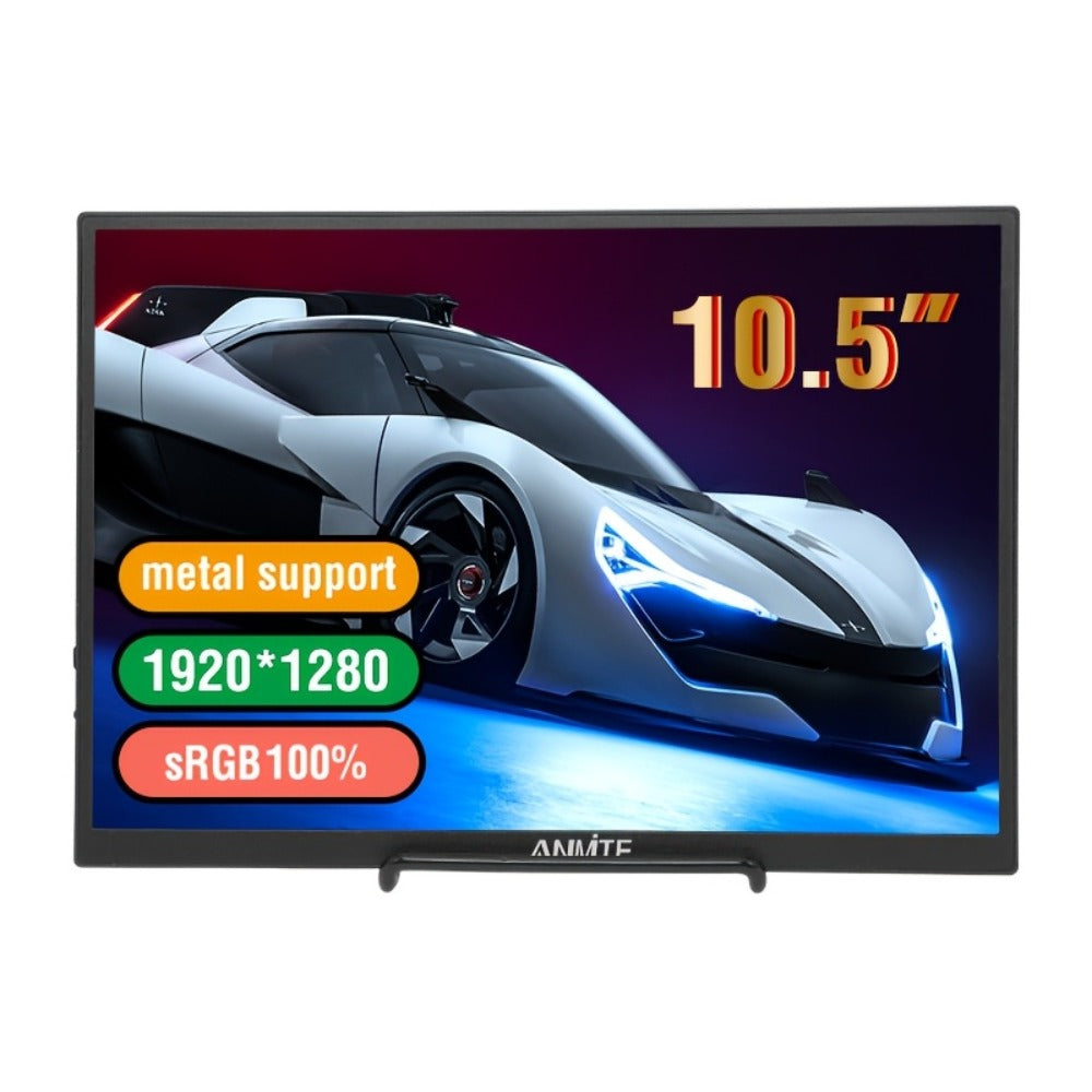 Anmite 10.5" IPS Portable Monitor 1280P 100% sRGB USB-C, Laptop Second Screen Gaming Extension Display for Mac PS4 PS5 Raspberry Pi Switch Steam Deck, Ultra-Slim Travel Monitor