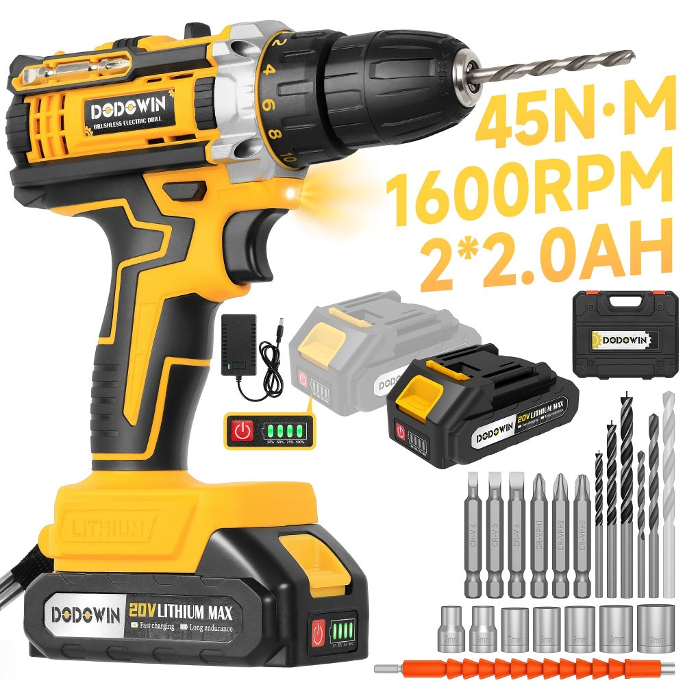 Cordless Impact Drill Set 12V / 21V Electric Drill Kit – 45Nm Torque, 2-Speed, Keyless Chuck, LED Light, Battery & Charger Included, Up to 115pcs Accessories for Home Repair, DIY & Construction