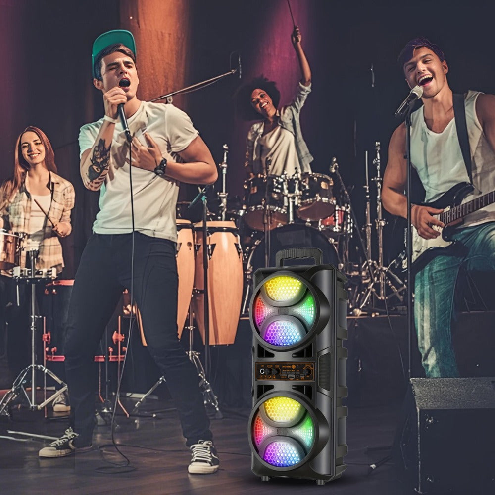 8000W Portable Karaoke Speaker with Subwoofer & Microphone, High-Power Wireless Bluetooth Audio System, TF/USB/AUX/TWS Support, Clear Loud Sound for Camping, Outdoor Parties, Indoor Dancing & Family Gatherings