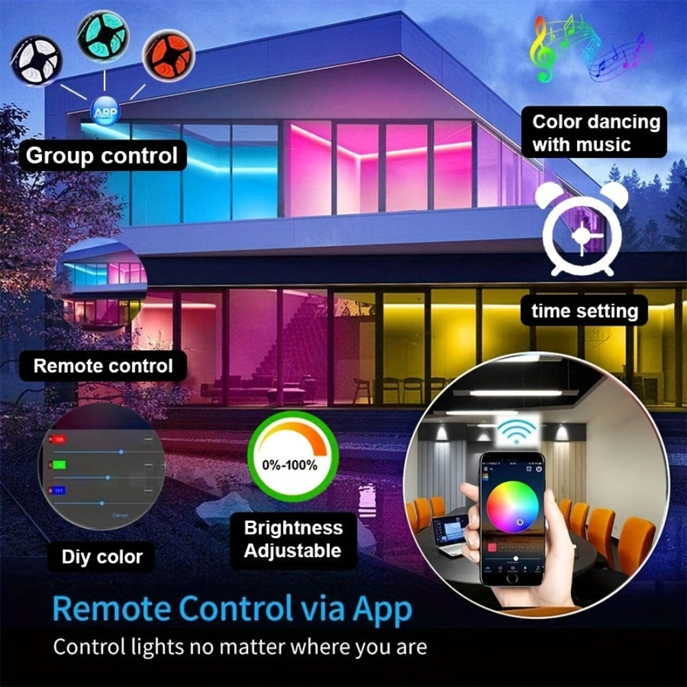 RGB LED Strip Lights Music Sync 5050 Color Changing LED Lights for Bedroom with App Remote Control 40 Key IR 16 Million Colors Dimmable Smart LED Light Strip Kitchen Gaming Room Party Decor 10m 20m 30m
