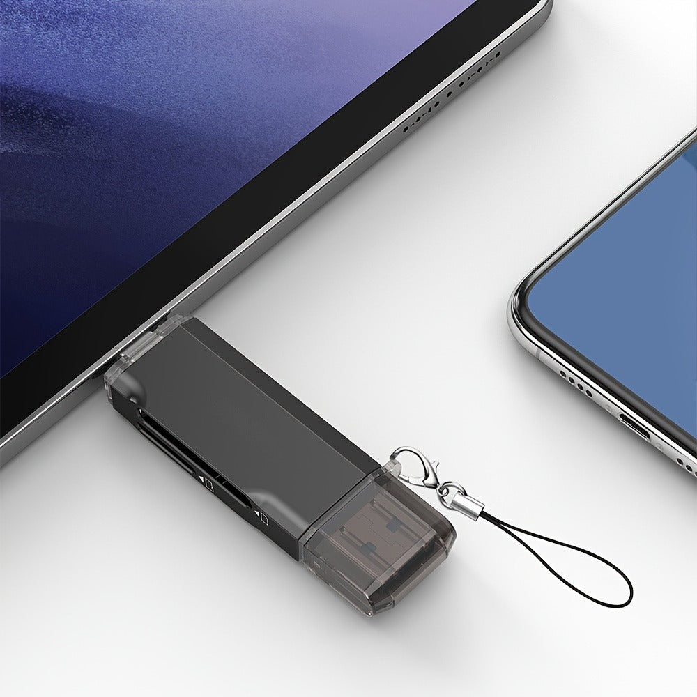 Compact SD Card Reader with USB-A & USB-C Dual Connector – High-Speed Memory Card Adapter for Micro SD SDHC SDXC, Compatible with PC, Mac, Laptop, Smartphone, Tablet, Plug & Play