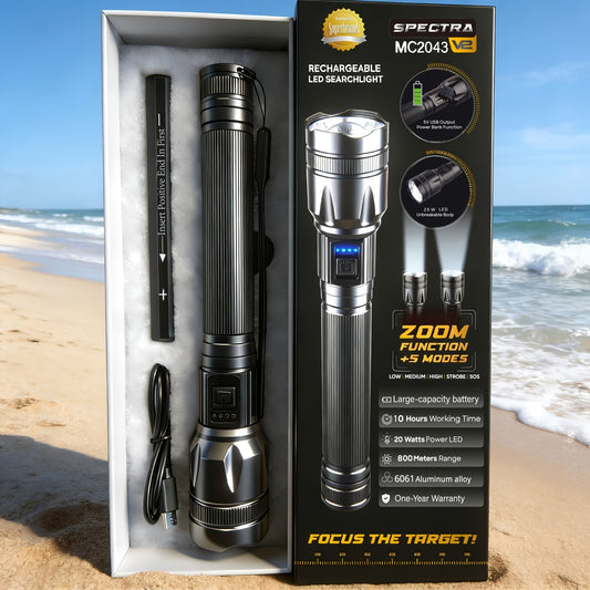 P70 LED Flashlight with USB-C Charging, 5 Modes and Adjustable Beam, 4000 Lumens