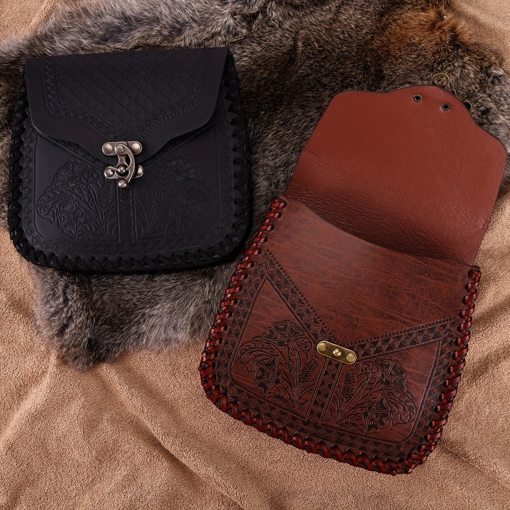 Dragon-Embossed Faux Leather Waist Bag for Renaissance Faire and Cosplay