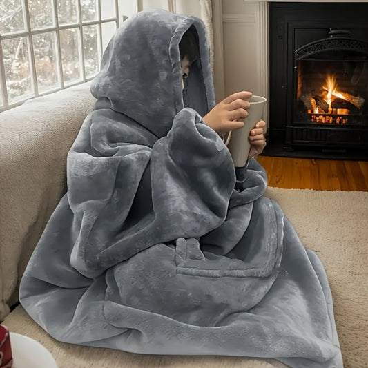 Reversible Wearable Hooded Blanket with Kangaroo Pocket, 4 Style Options