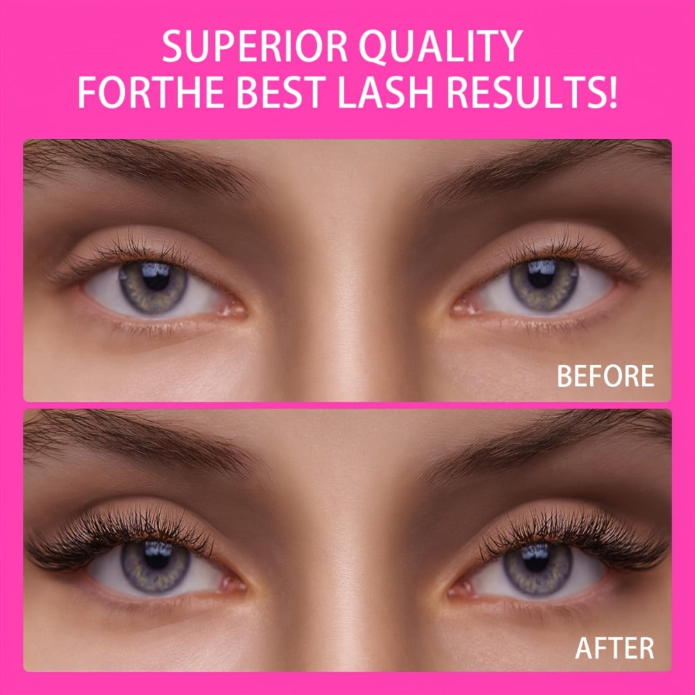 2-Pack Strong Hold Lash Extension Glue — Ultra Fast Dry 0.5–1s, 6–7 Week Retention, Black Eyelash Adhesive for Beginners & DIY Cluster Home Use, 12ml Each