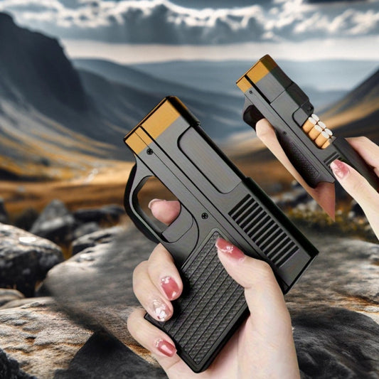 Butane Torch Lighter with Box-Style Design and Adjustable Flame, Black or Brown