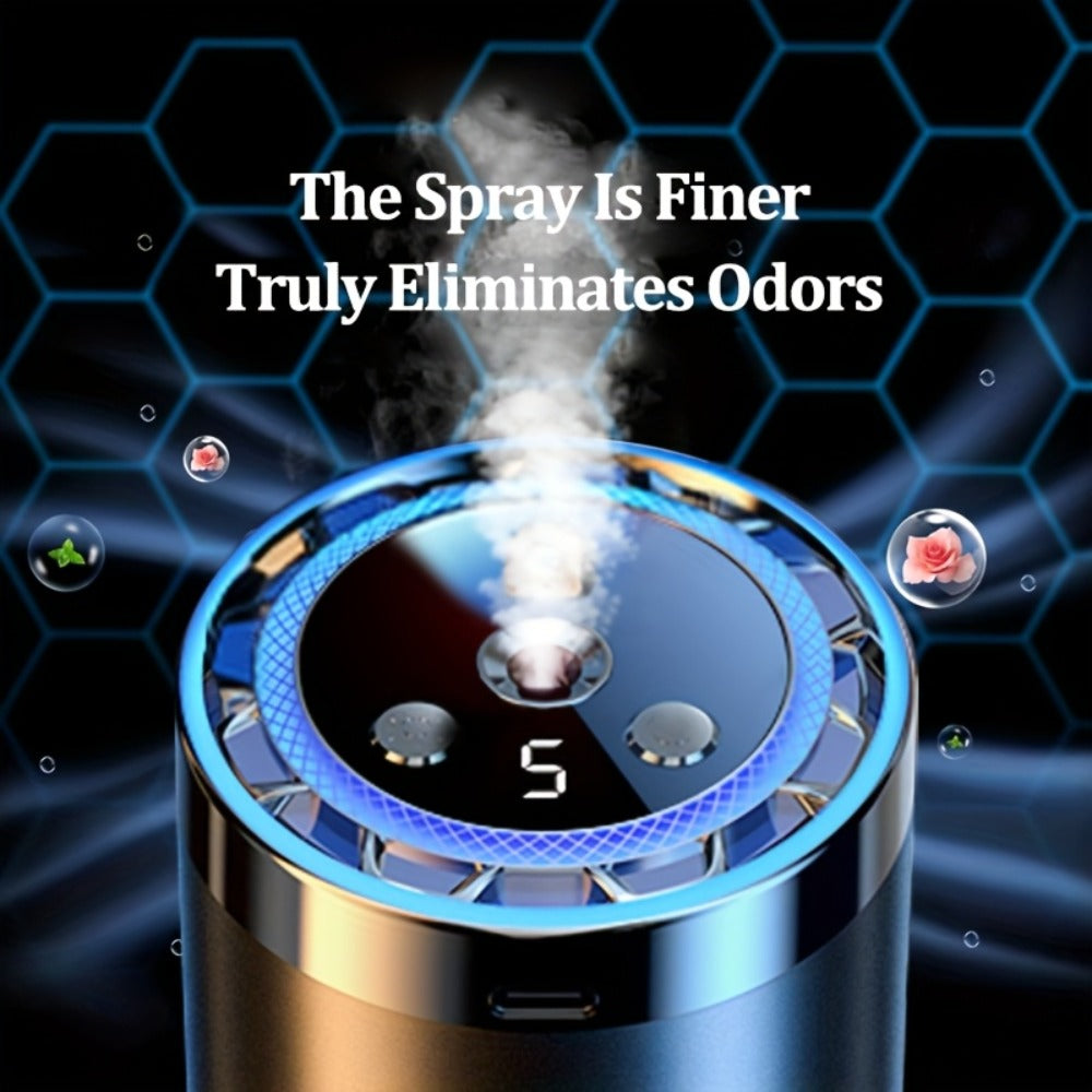 4-in-1 Car Air Freshener Diffuser with Starry Sky Projection – Aromatherapy Humidifier Dynamic Ambient Light, USB Powered, Hilton Cologne Ocean Scents, Fits All Cars | 1 or 3 Bottle Bundle