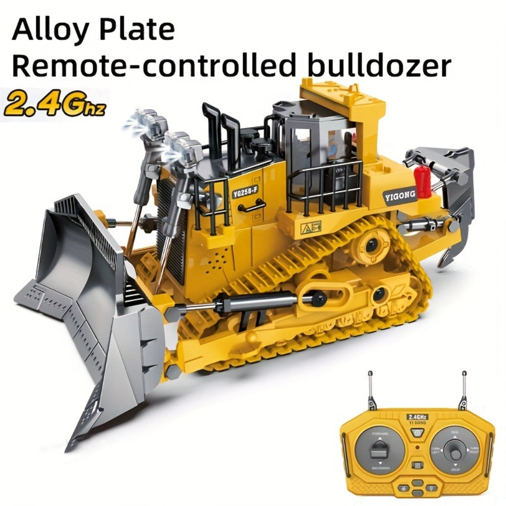 RC Construction Vehicle Toy Set 2.4GHz Remote Control Excavator Bulldozer Dump Truck Loader with Alloy Head LED Lights & Sounds – Engineering Toy for Boys Girls Kids Ages 6+ Birthday Christmas Gift