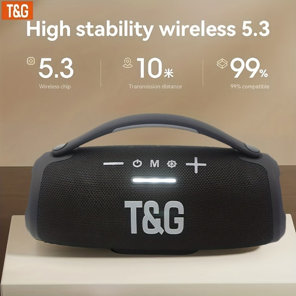 TG418 Bluetooth Wireless Speaker 3000mAh, LED Flash Lights, EQ Settings, Type-C Charging, TF Card USB AUX Compatible, Loud Portable Speaker for Mobile Phones Tablets Computers Outdoor & Home Use