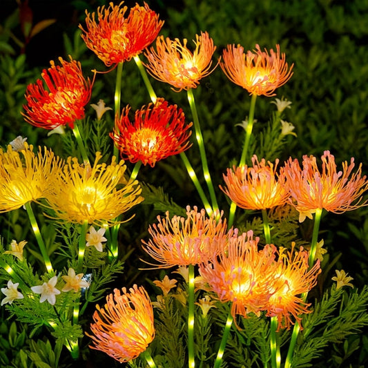 Solar Powered Flower Garden Lights 2-Pack – 3-Head Outdoor Lawn Simulation Shore Flower Stake Lights for Courtyard, Garden, Pathway & Landscape Decoration