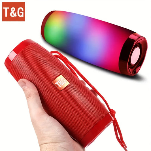 TG157 10W Dual Bluetooth 5.0 Speaker with LED Flash Lights, 5.1 Surround Sound, TF Card AUX USB FM Radio, 1200mAh Rechargeable Compact Wireless Speaker for Outdoor Camping Travel & Home Use