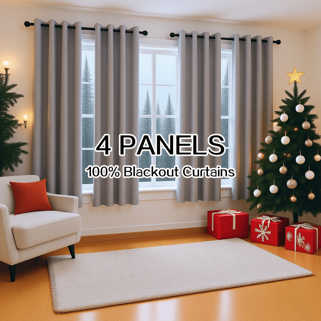 Blackout Curtains 4 Panels – 100% Light Blocking Thermal Insulated Soundproof Privacy Window Curtains for Bedroom Living Room