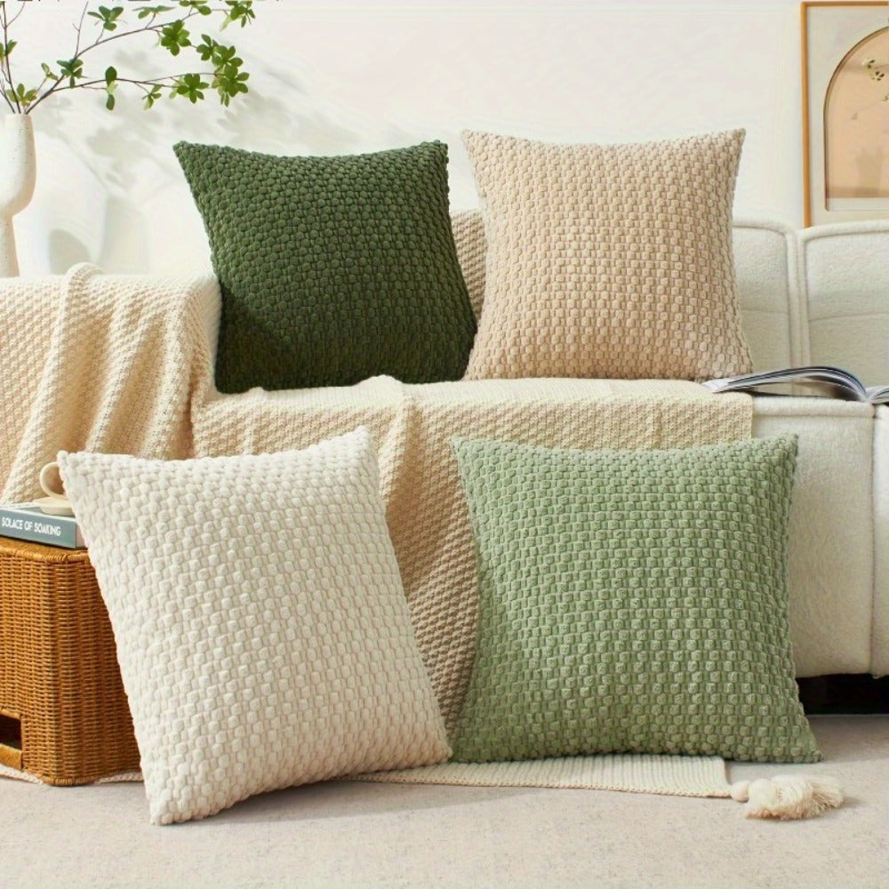 Boho Throw Pillow Covers 4 Pack Velvet Woven Cushion Covers Double-Sided Decorative Pillowcases for Sofa Couch Bed Chair 20x20 Inch Machine Washable