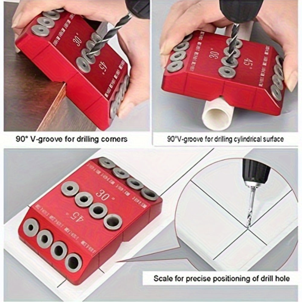 Metal Drill Guide Jig 30° 45° 90° with Allen Wrench – Precise Multi-Angle Drilling for Cable Railing, Lag Screw, Deck Post & Stair Handrail Installation