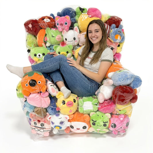 Plush Toy Storage Bag with Clear Design and Zipper Closure, 100 x 90 cm