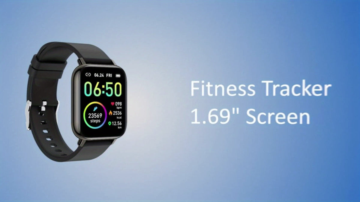 1.69 Inch Big Screen Smartwatch 100 Sport Modes Sleep Monitor Heart Rate Pedometer Fitness Tracker Compatible with Android iOS Unisex Men Women 7 Colors Off White Grey Black Pink Dark Blue Azure Purple