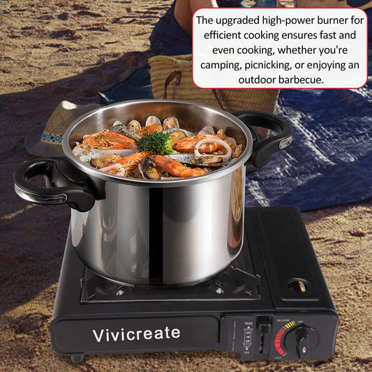 Butane Camping Stove, Single Burner with Carrying Bag in Black or Blue