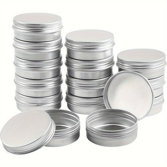 Round Aluminum Jars with Screw-Top Lids, 2 oz Silver 40-Pack for Small Items