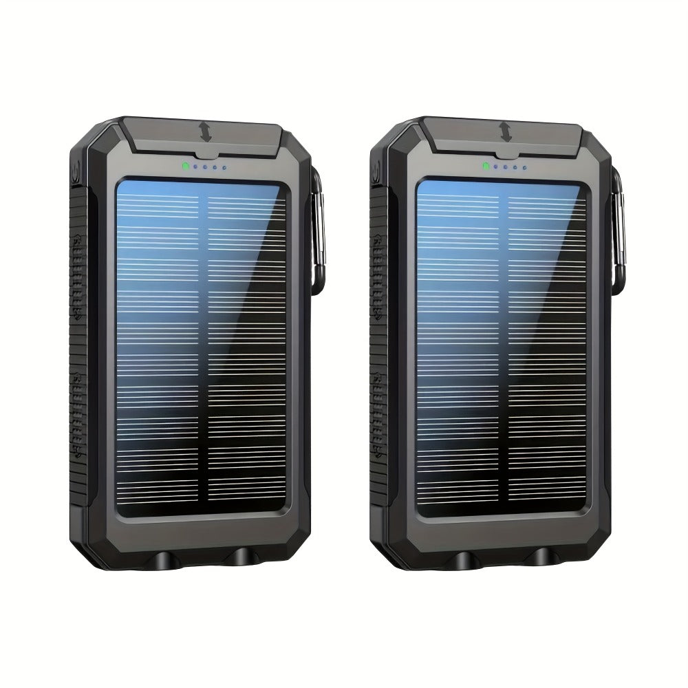 2-Pack Solar Power Bank 20000mAh 40000mAh Portable Dual USB Fast Charging with Built-In LED Flashlight - Emergency Solar Charger for Hiking Camping Outdoor Survival, Compatible with iPhone Android Samsung