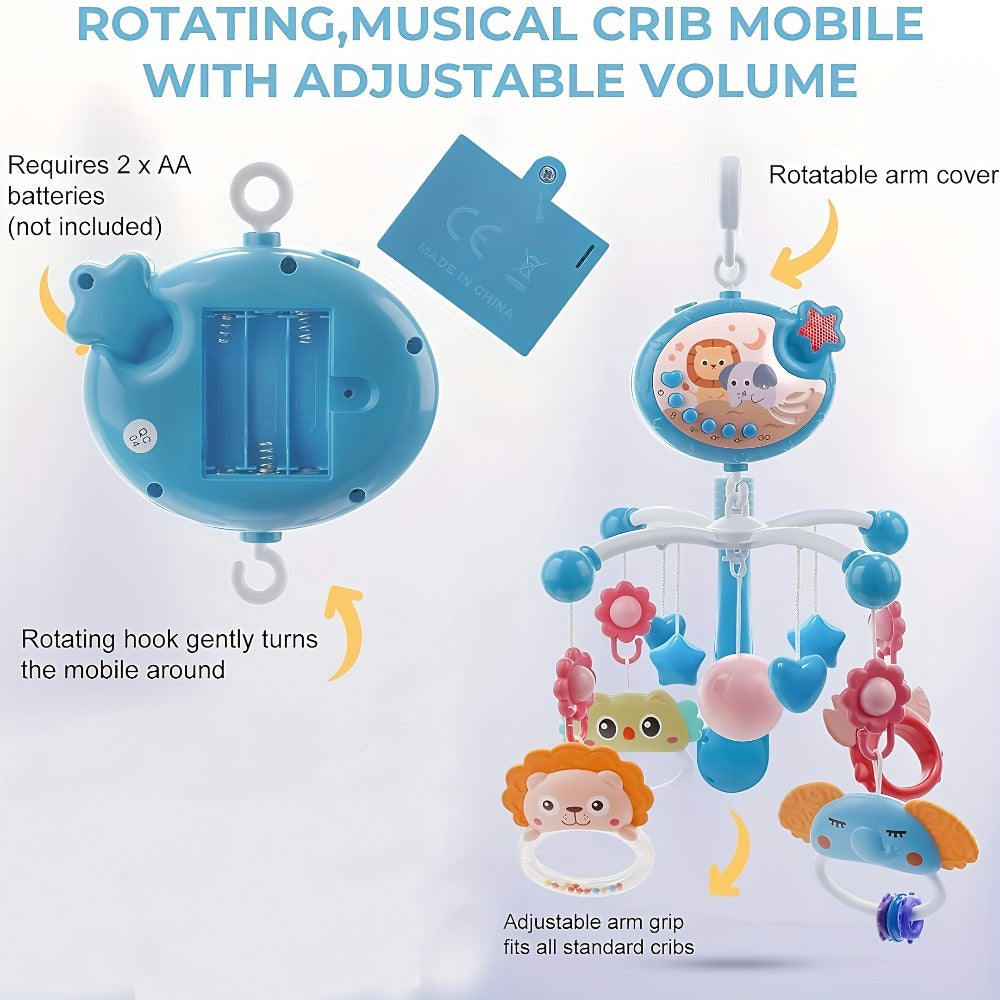 Baby Musical Crib Mobile with Music & Lights Projection – Take-Along Rattle & Music Box | Owl, Star & Penguin Styles | Newborn Infant Sleep Soother Gift for Boys & Girls