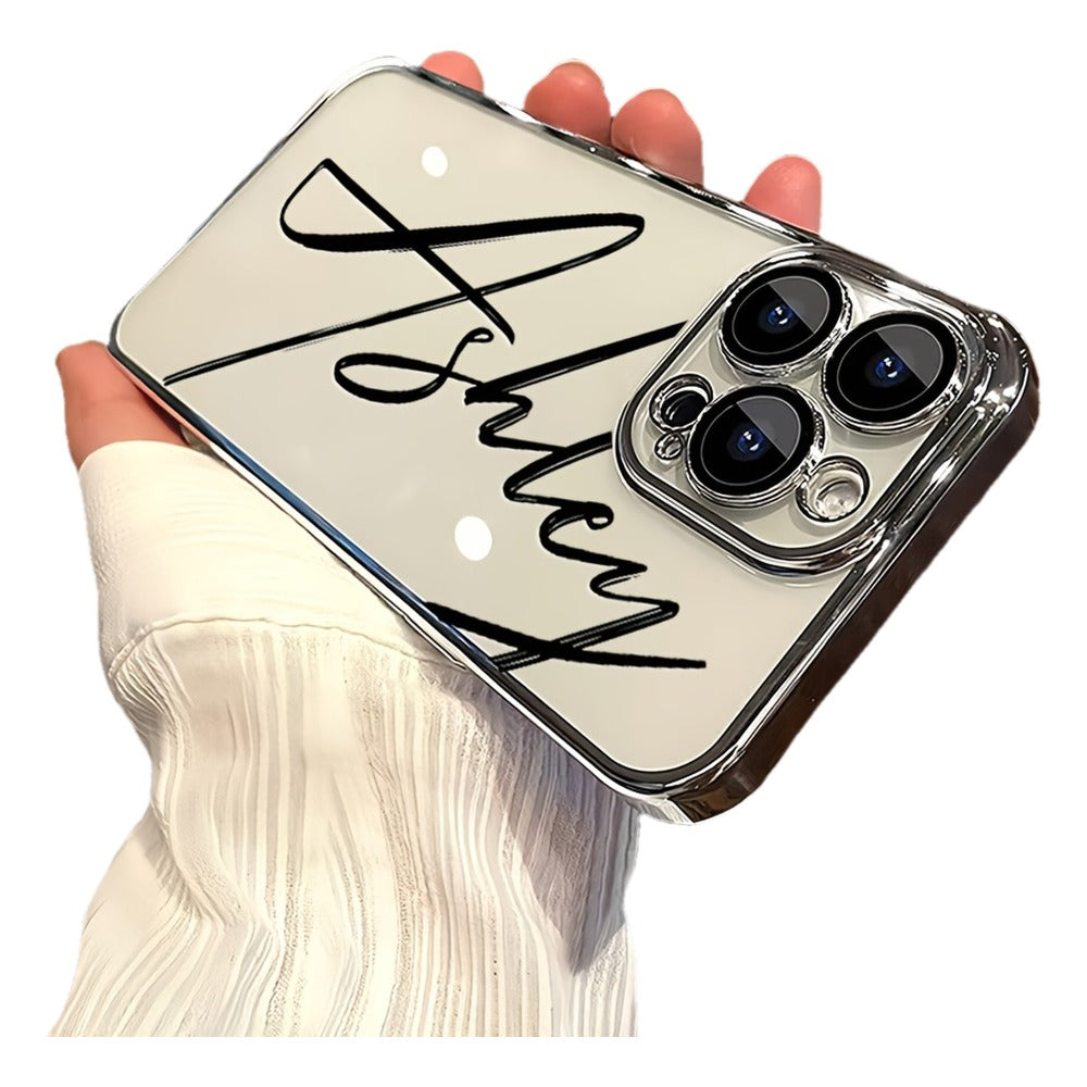 Custom Name Calligraphy Phone Case Personalized Transparent DIY Gift for iPhone 17 16 15 14 13 12 11 Pro Max Plus Air & Samsung Galaxy S25 S24 S23 S22 Ultra Plus