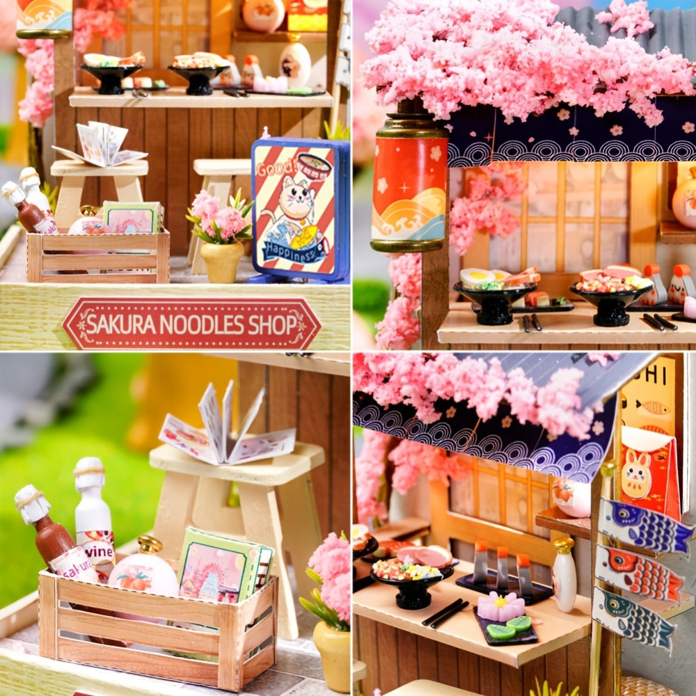 DIY Wooden Miniature Shop Kit with Dust Cover in Four Themes