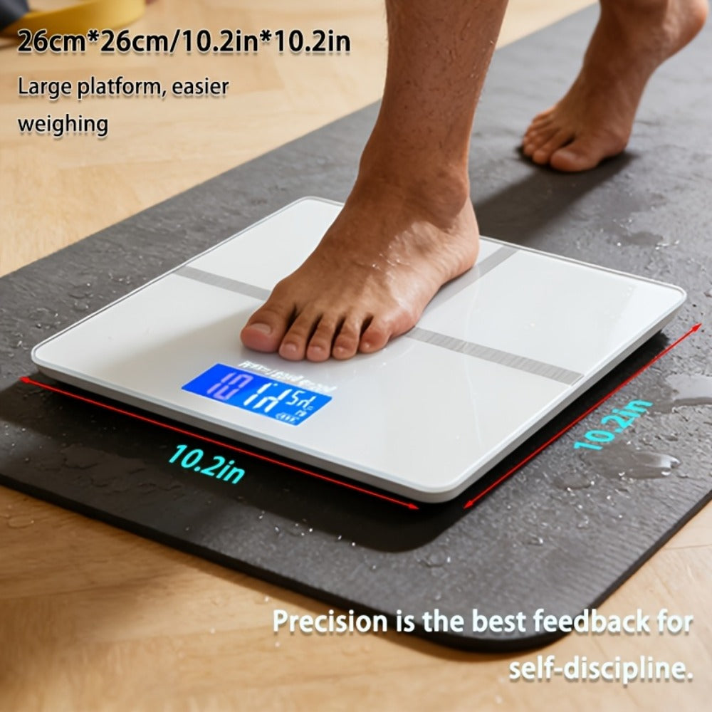Digital Bathroom Scale High Precision – 396 lb Capacity Electronic Weight Scale with LCD Display, Available with Tape Measure & Storage Rack, Compact Body Weight Scale for Home Bathroom & Fitness