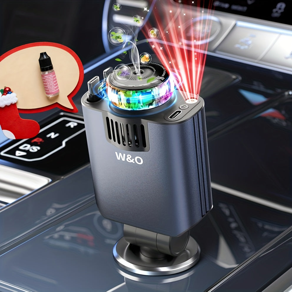Car Charger with Perfume 3-in-1 Fast Charging AromaRelax Starlight Projector Retractable Cable USB-C & Lightning for iPhone 16 15 14 13 12, Samsung Galaxy Android – Blue Red, Flower Heart Shangri-la Cologne Styles