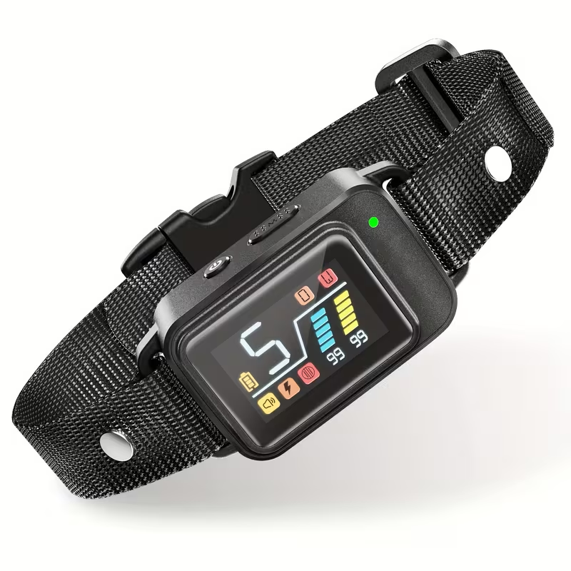 Anti Bark Collar Rechargeable AI Smart Dog Bark Control Collar - No Shock Vibration & Buzz Modes, 3000-5000 Bark Sample Recognition, Barking Record, for Small Medium Large Dogs, Black