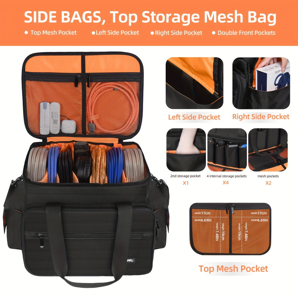 DJ Gig Bag with Removable Dividers – Padded Controller Mixer Carrying Case | Modular Interior, Touring Studio Travel Ready, Black