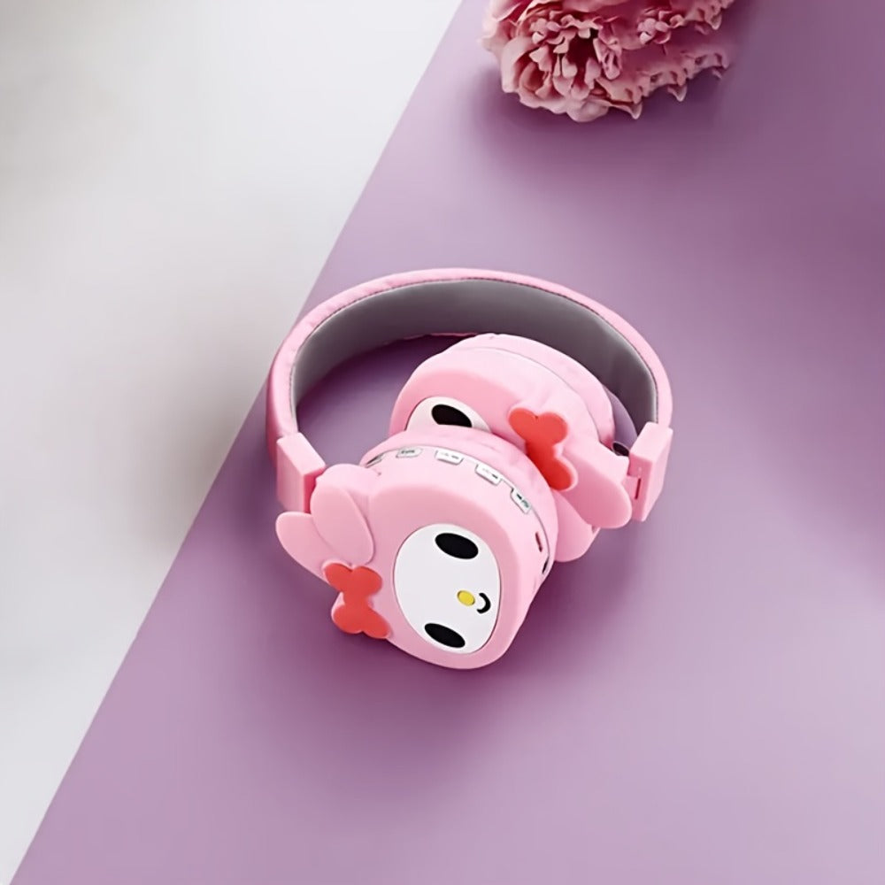 Sanrio Kuromi My Melody Cute Wireless Headset Foldable Portable Smart Call Anime Design for Daily Sports Learning Festival Gift for Girls Teens My Melody Black Kuromi Red