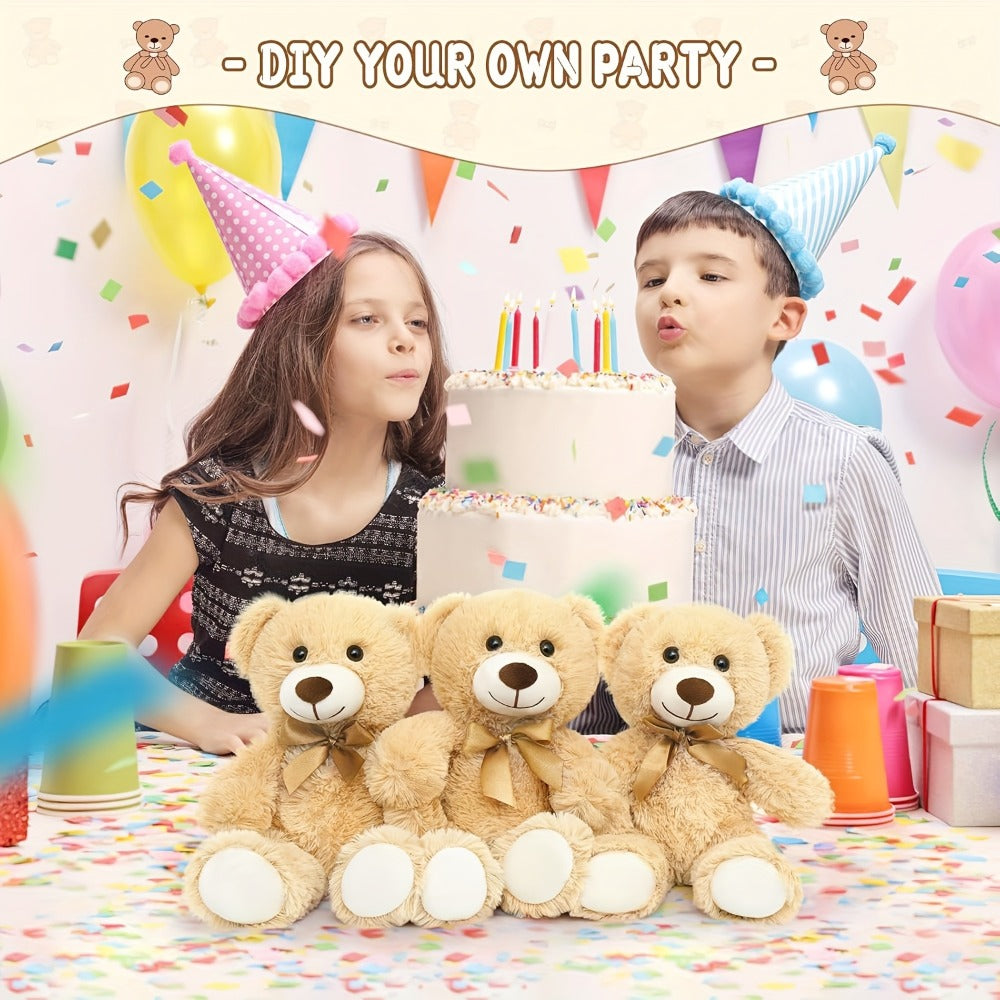 Small Khaki Teddy Bears, Set of 8 for Party Favors and Events