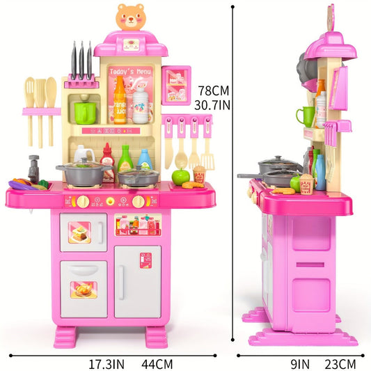 Pretend Play Kitchen Set with Lights and Sounds for Make-Believe Cooking