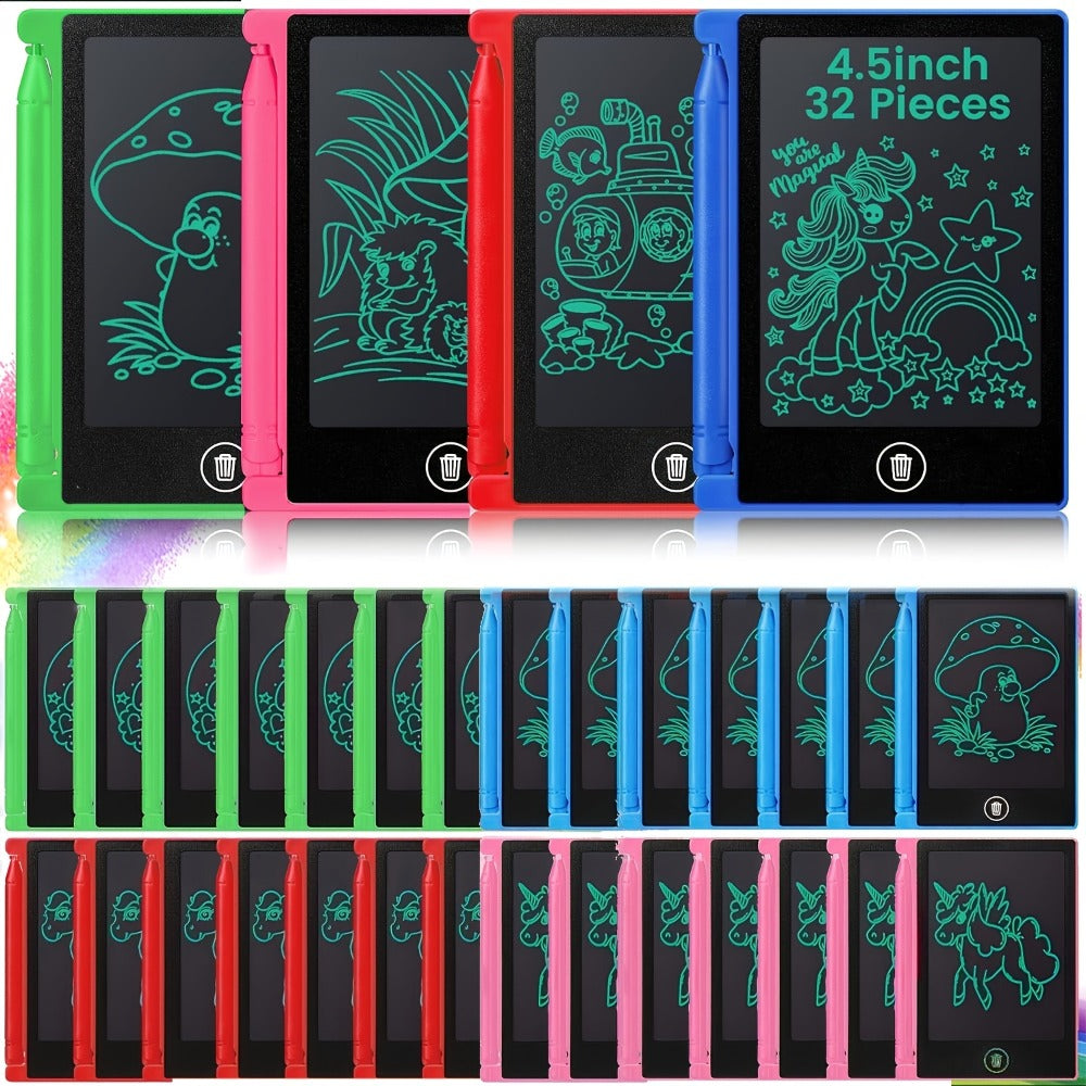 Mini LCD Doodle Board 32 Pack 4.5 Inch – Bulk Erasable Reusable Drawing Pads for Kids | Classroom Party Favor Birthday Valentine Easter Back to School Gift | Colorful Educational Stationery