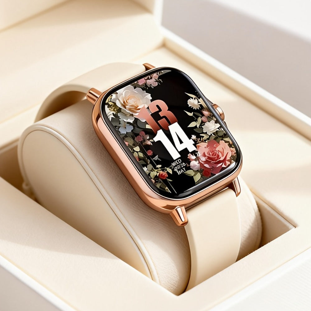 Smart Watch with Remote Photo Control & HD Voice Calling, Large Screen Unisex Smartwatch, Message Notifications, Multiple Sport Modes, Heart Rate Sleep Tracker, Compatible with iPhone & Android – Black Pink Silver Gold 5 Colors