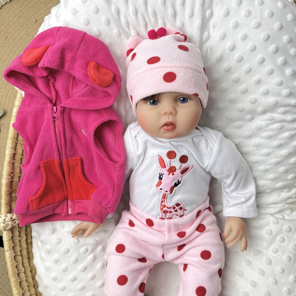22-Inch Reborn Baby Doll with Pink Giraffe Plush and Cloth Body