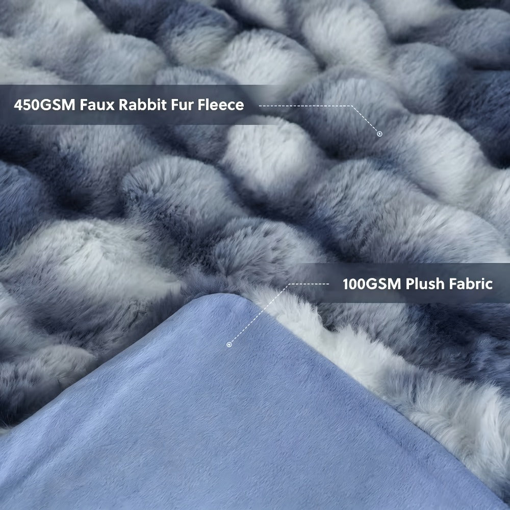 Faux Rabbit Fur Throw Blanket – Ultra-Soft Plush Fleece for Bed, Couch, Sofa & Travel, All Season, 11 Colors, Throw to King Size