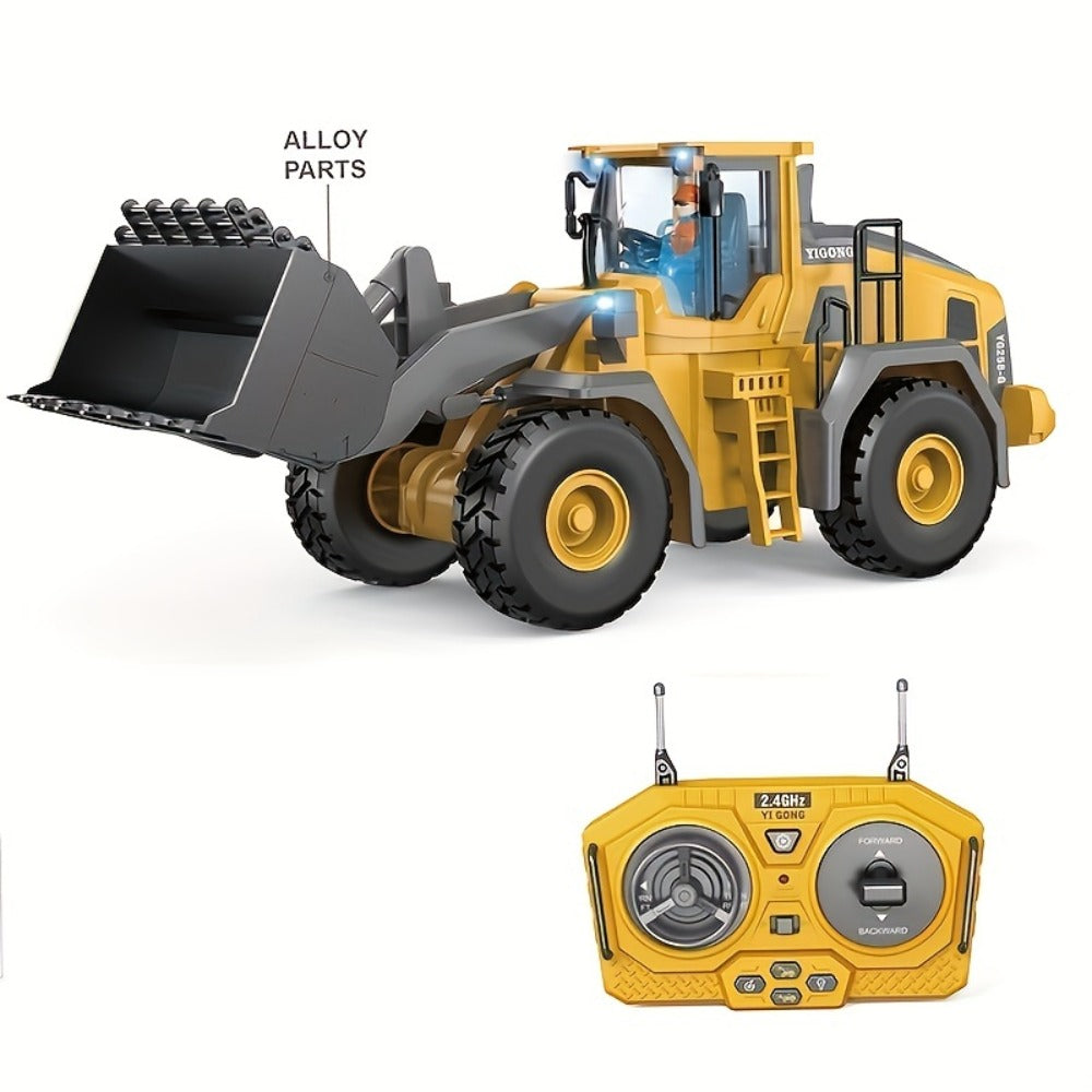 Remote Control Excavator, Loader & Dump Truck, 2.4GHz Alloy RC Construction Toy with Light & Sound