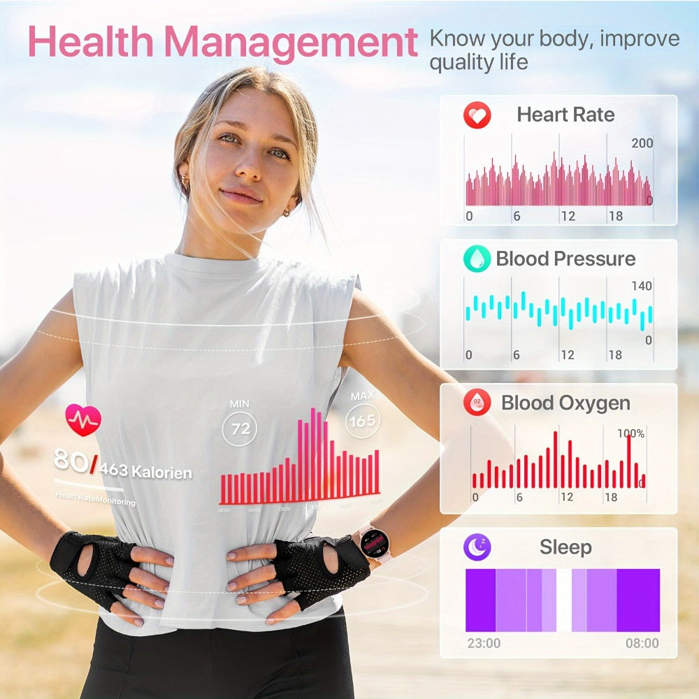 Voice Assistant Smartwatch for Women 1.39" Full Touch – Siri & Google, Wireless Calling, 100+ Sport Modes, Fitness Tracker, Weather, Flashlight, Find Phone, Remote Camera – Pink iPhone & Android