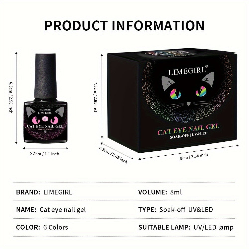 Cat Eye Gel Polish 8ml Holographic Chameleon Flash — Magnetic Sand 3D Color-Shifting Semi-Permanent UV LED Gel Varnish for Salon & Home DIY Nail Art, Gift for Women