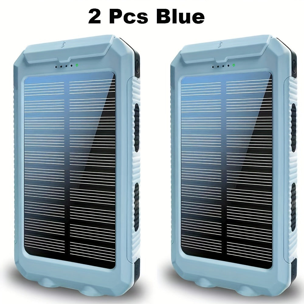 2-Pack Solar Power Bank 20000mAh 40000mAh Portable Dual USB Fast Charging with Built-In LED Flashlight - Emergency Solar Charger for Hiking Camping Outdoor Survival, Compatible with iPhone Android Samsung
