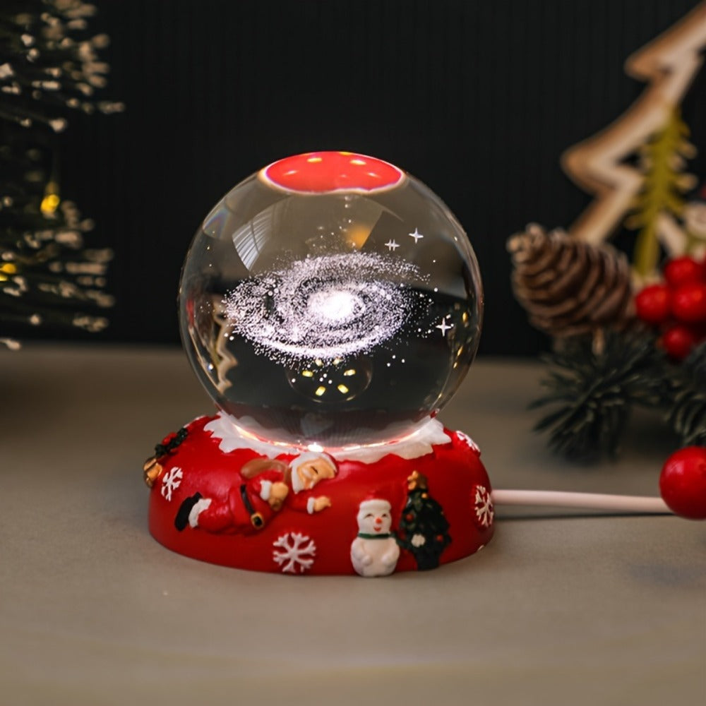Starry Sky Crystal Ball Night Light – 3D Blue Galaxy Glass Sphere LED Desk Lamp, Creative Tabletop Decor Light for Bedroom, Unique Gift for Holiday Party Birthday (Blue Starry Sky)