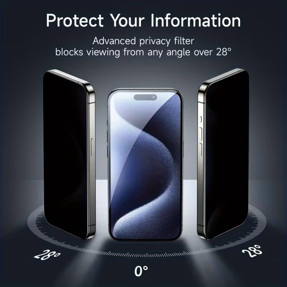 Privacy Screen Protector for iPhone 360° Anti-Peep 9H Tempered Glass – Full Coverage Blue Light Filter, Face ID Compatible, iPhone X XS XR 11 12 13 14 15 16 17 Air Pro Max Plus
