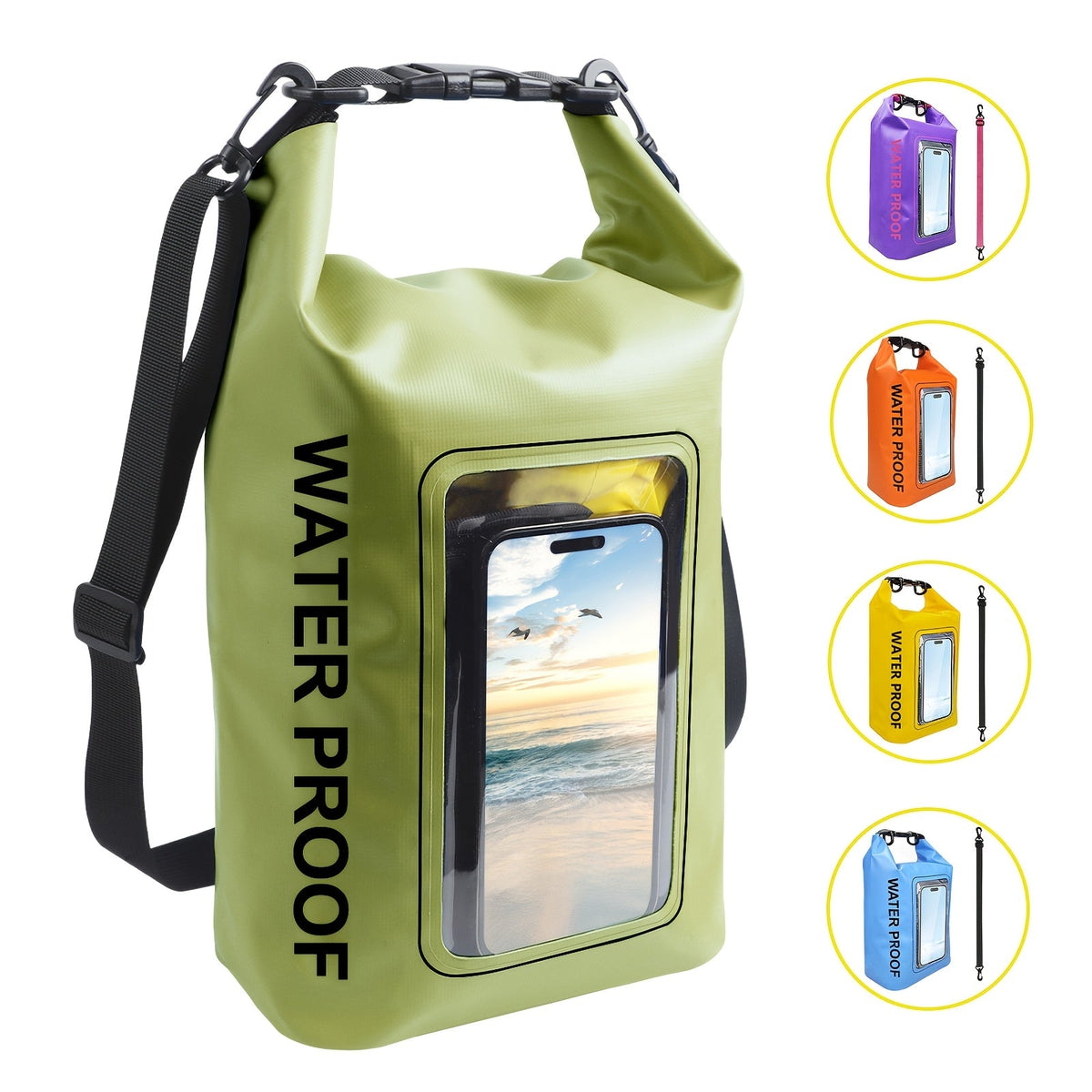 Waterproof Dry Bag Backpack with Touchscreen Phone Window & Roll Top Closure – Lightweight Dry Storage Bag for Men Women | 1.32 2.64 5.28 7.93 10.57 Gal | Travel Swimming Kayaking Camping Beach Boating