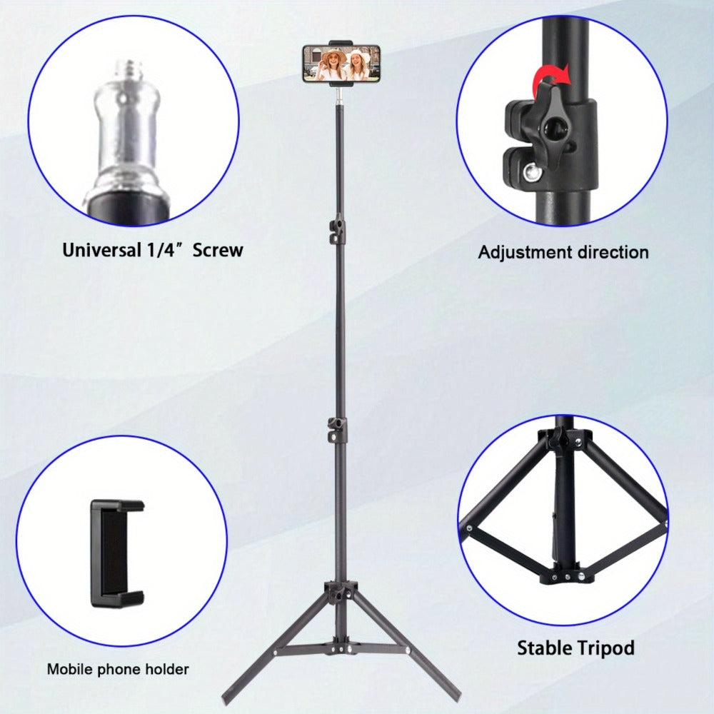 Gooseneck Phone Tripod Stand 63 Inch Flexible with Secure Phone Holder & Retractable Aluminum Base – Portable Adjustable Height for iPhone Android Vlogging Live Streaming Cooking Fitness Video Recording