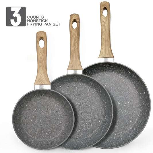 Non-Stick Frying Pan Set, 3-Piece Skillets in 7, 9.5 and 11 Inches