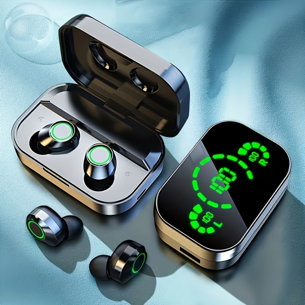 Anime Design Wireless Earbuds with Digital Display, Bluetooth 5.4 HiFi HD Stereo Noise Cancelling, USB-C Charging, App & Volume Control, Mirror Fashion Look, Comfortable Fit for Adults, Gift Idea