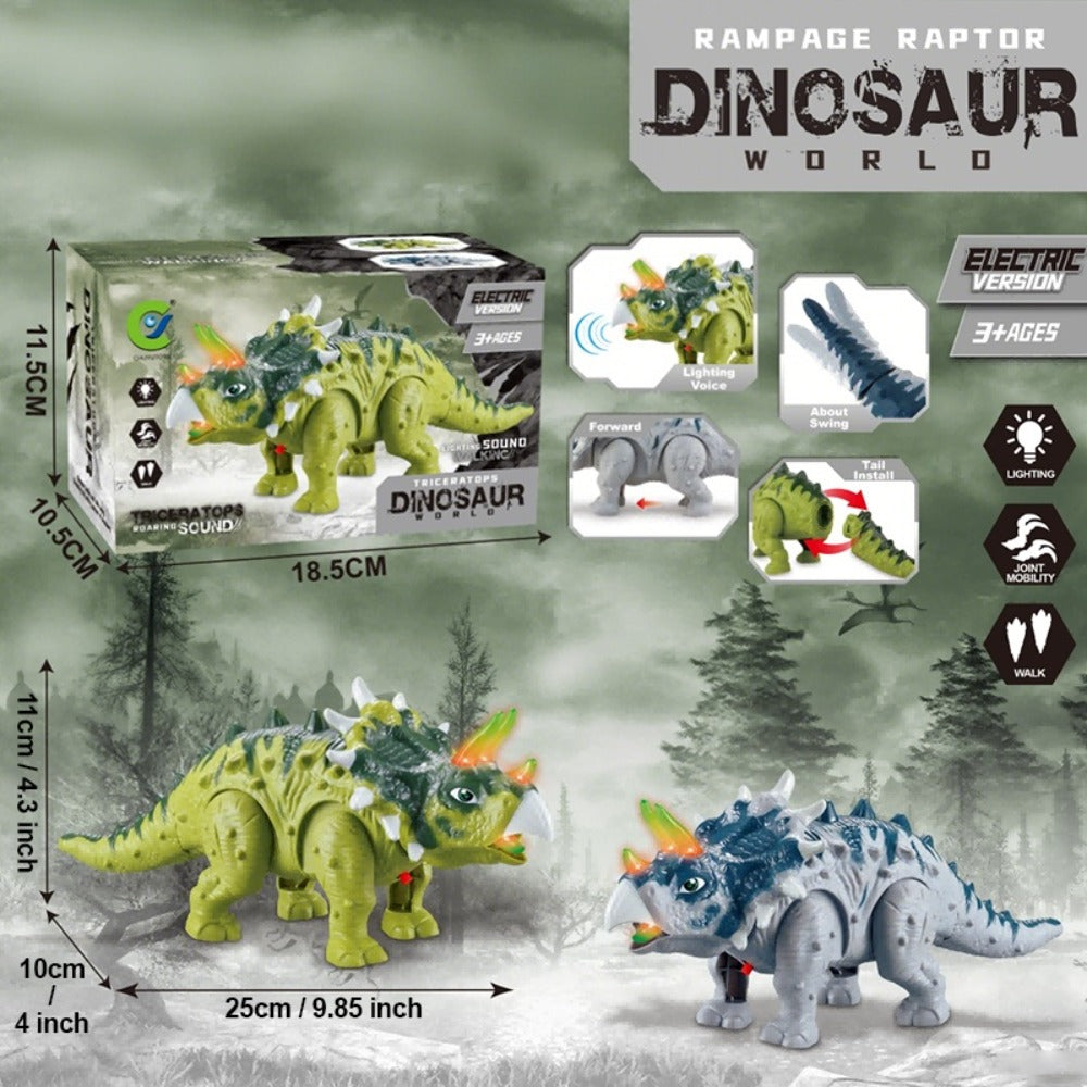 Walking Triceratops Dinosaur Toy with Lights and Roaring Sounds